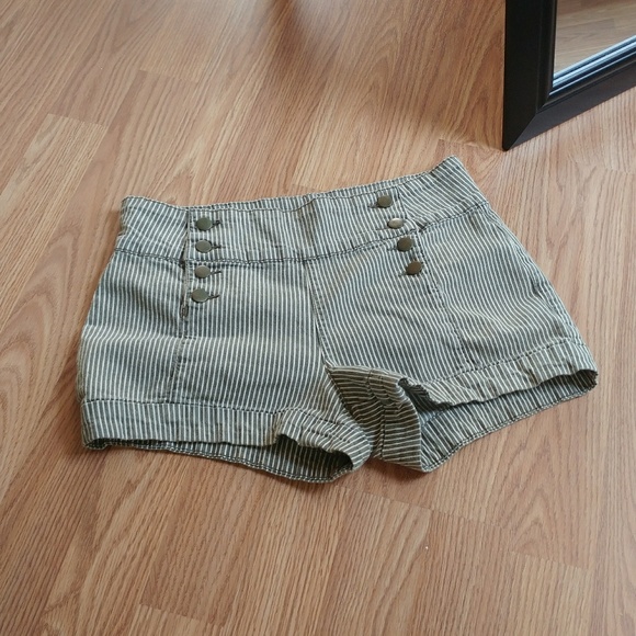 { 2.1 Denim } Striped Front Panel Shorts - Picture 1 of 6